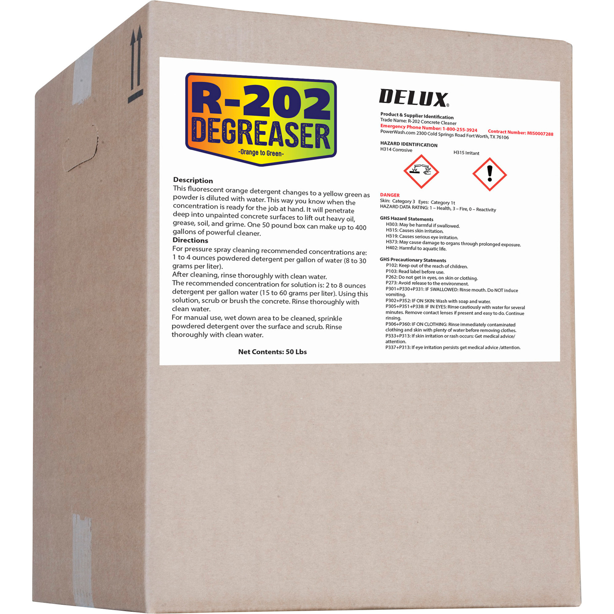 Delux R202 Concrete Cleaner Concentrate — 50 Lbs., Model R20250